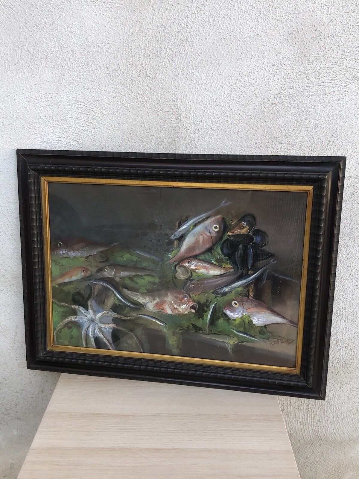 Quadro antico -Natura Morta- dipinto a pastello su tavoletta