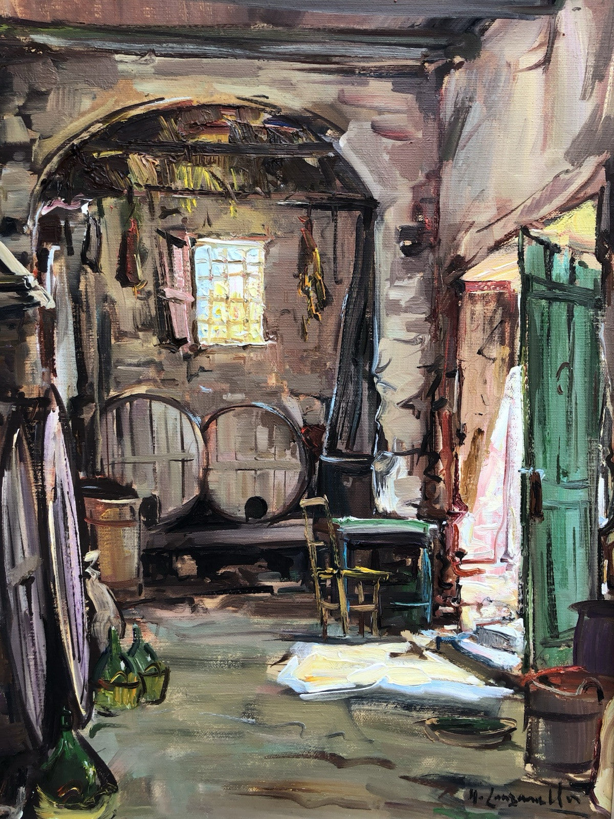Quadro -La Cantina- dipinto a olio su tela