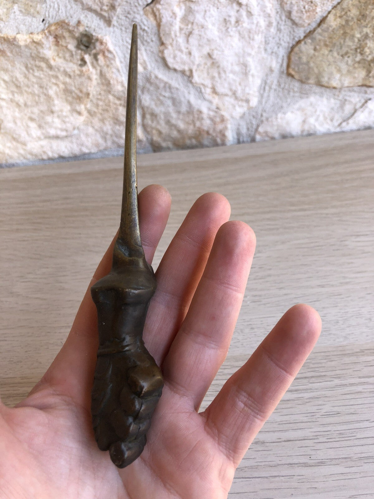 Tagliacarte Scultura Vintage In Bronzo