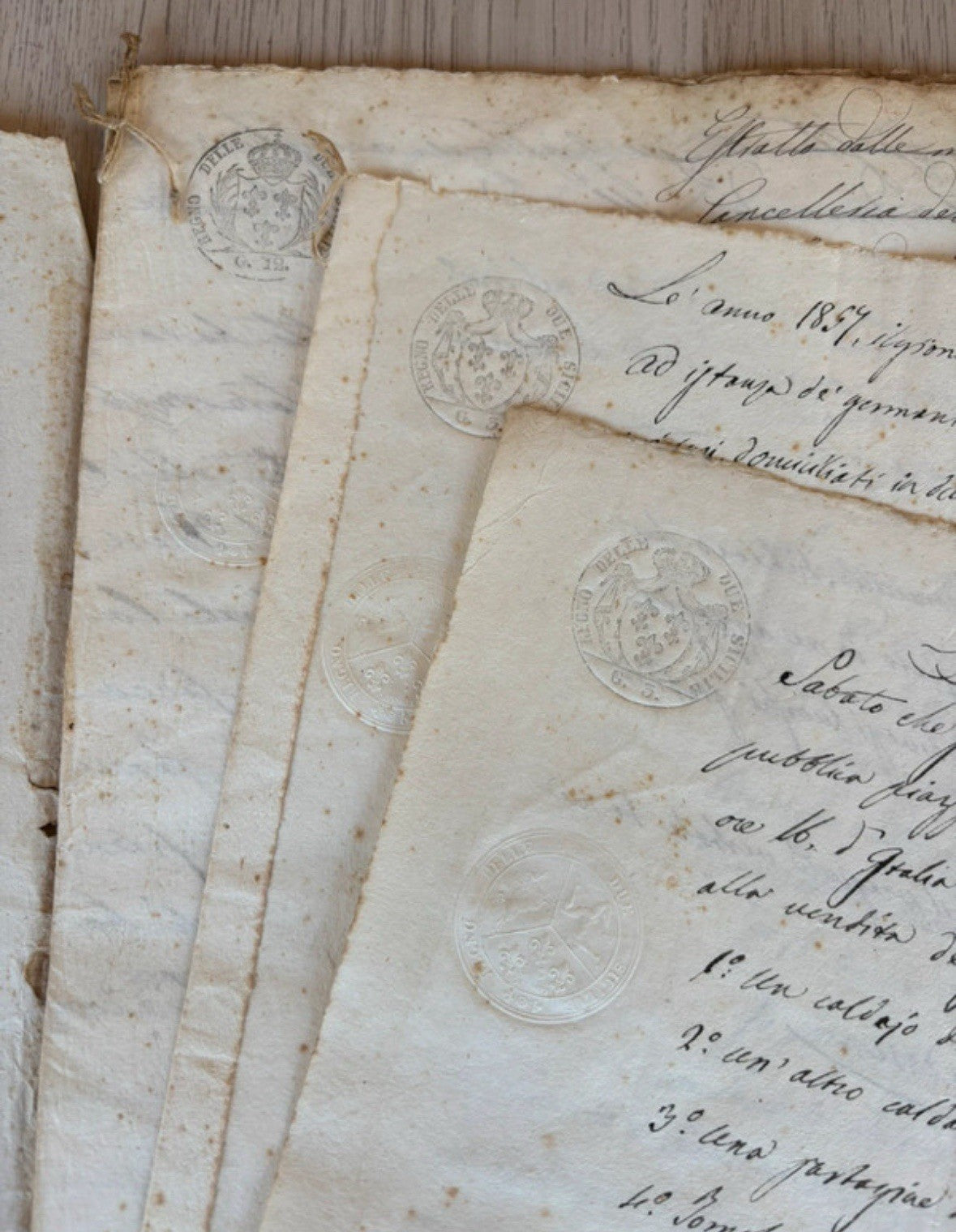 Manoscritti Antichi, Documenti 1800 Con Timbri Del Regno Delle Due Sicilie