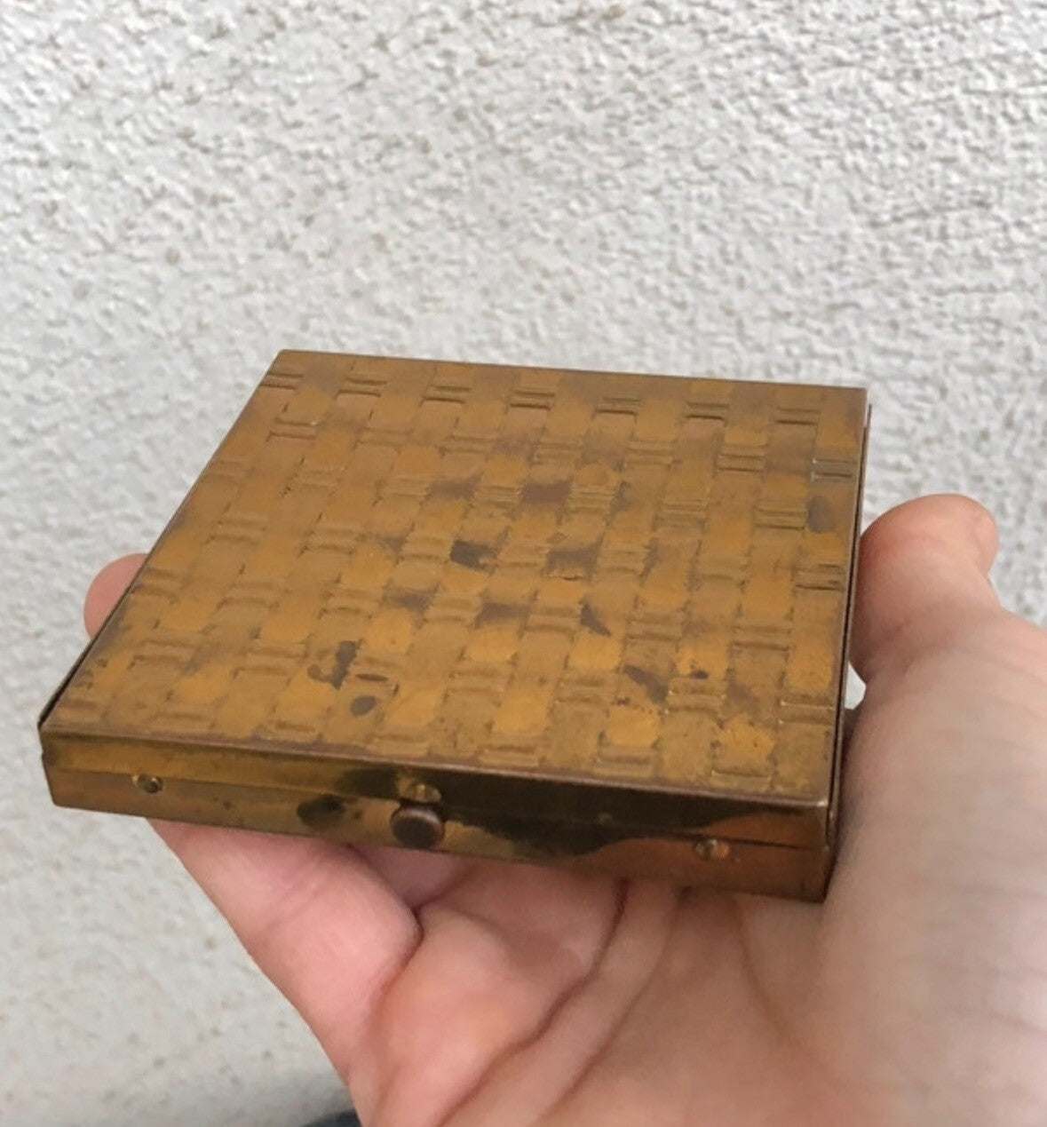 Scatola Portacipria Vintage In Metallo Ottone