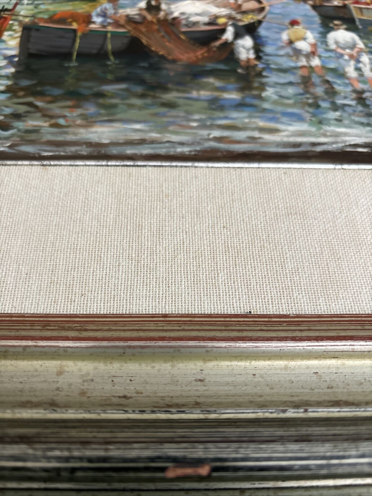 Quadro vintage -Marina Di Napoli- dipinto a olio su tavola