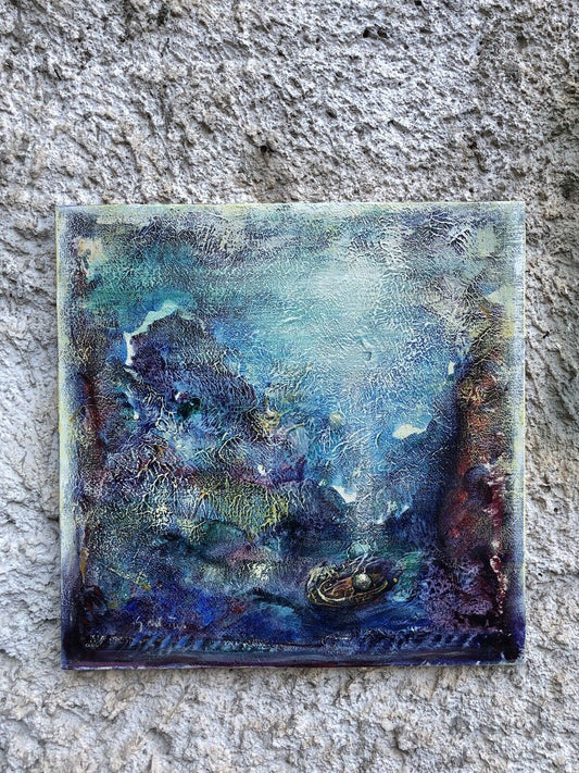 Quadro vintage -Pianeti Imprevedibili- dipinto a olio su tela