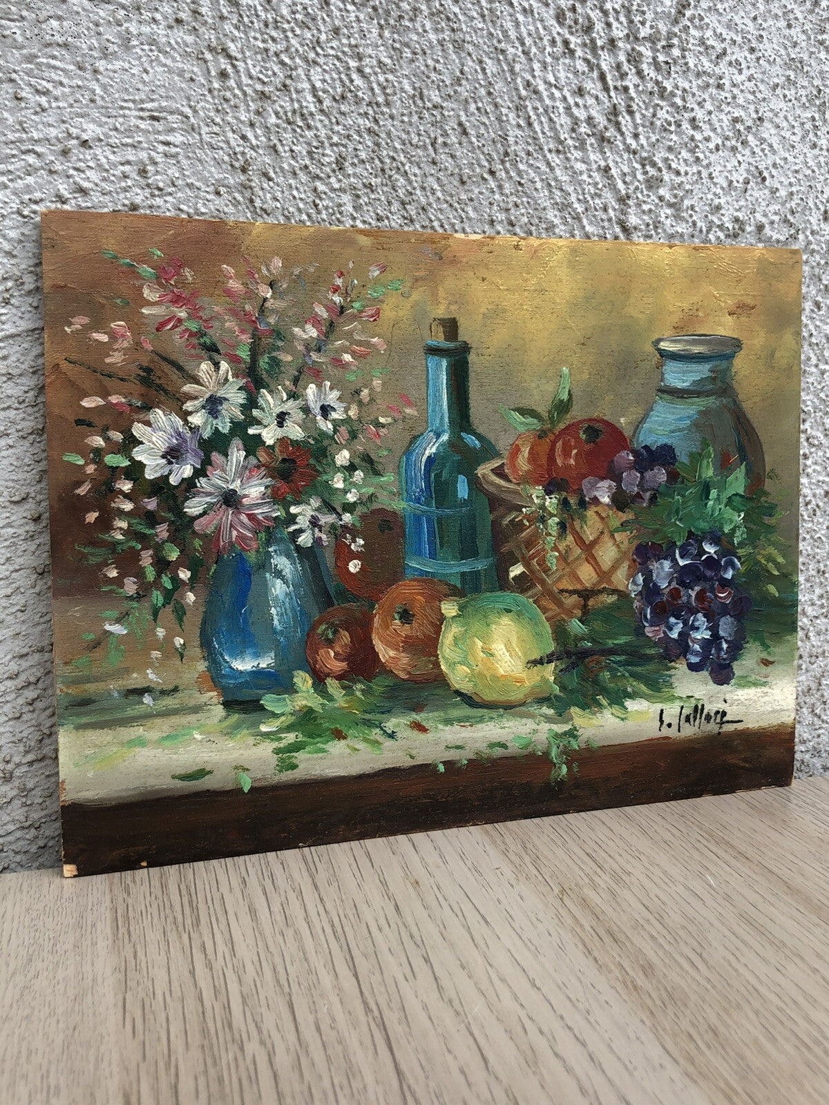 Quadro vintage -Natura Morta- dipinto a olio su tavoletta