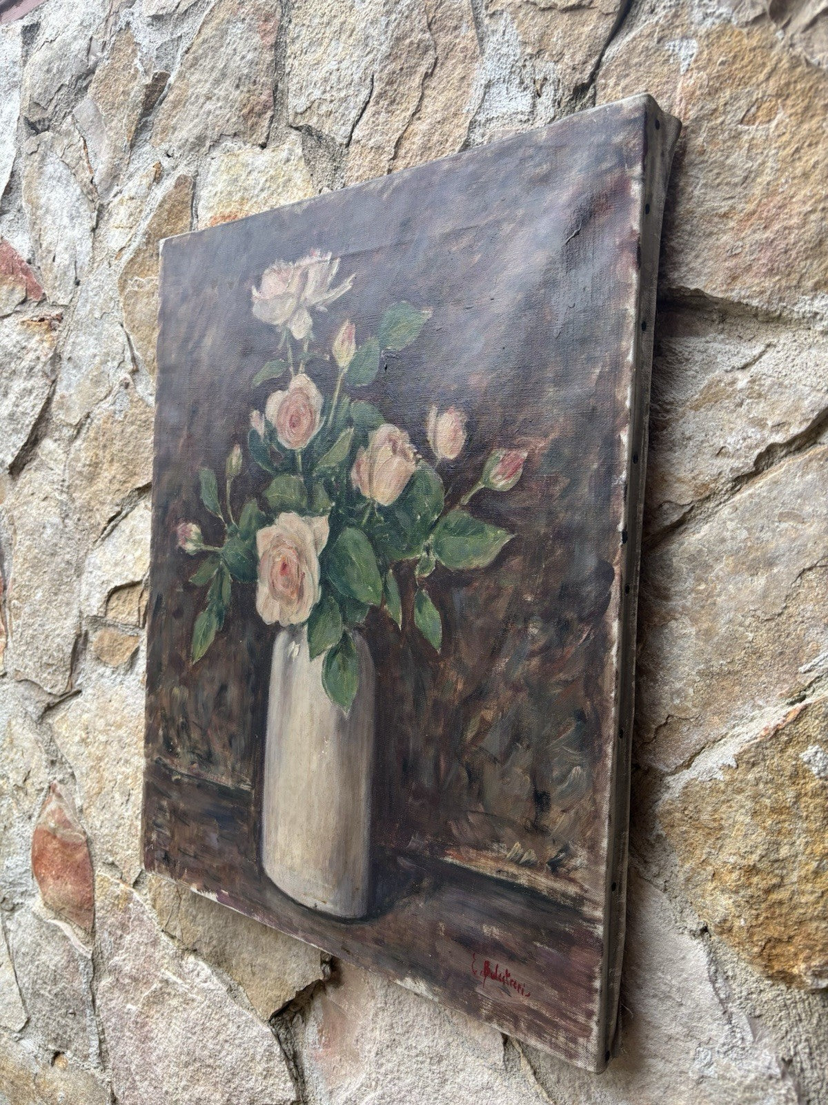 Quadro -Vaso Con Fiori- dipinto a olio su tela