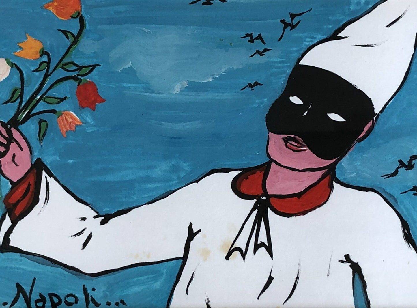 Quadro Vintage Pulcinella Dipinti A Tecnica Mista