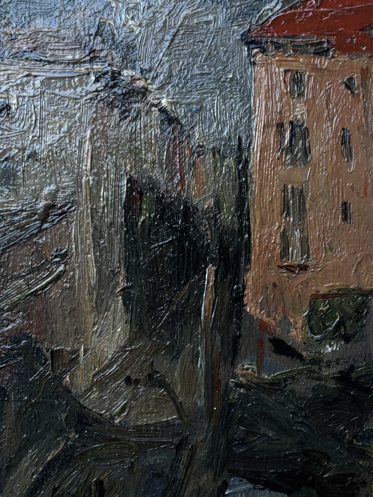 Quadro -Strada Con Palazzi- Carlo Striccoli dipinto a olio