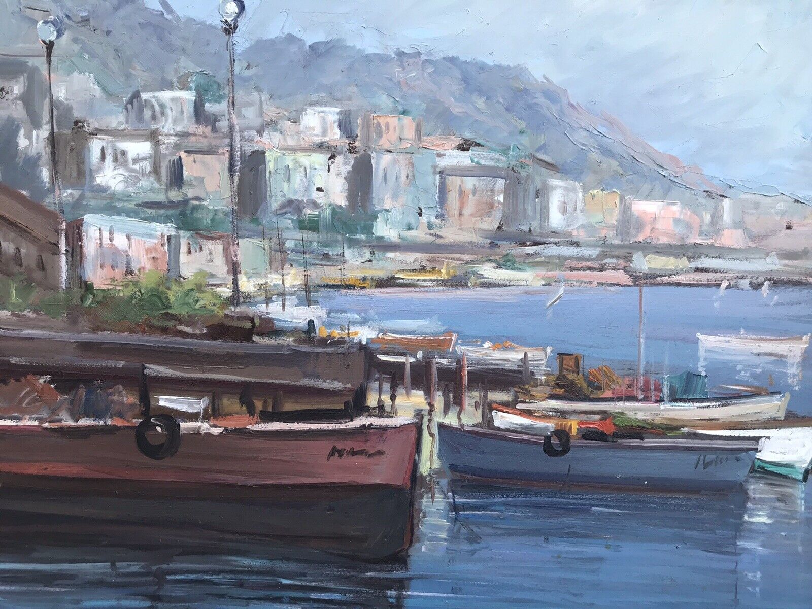 QUADRO VINTAGE -MARINA-DIPINTO A OLIO SU TAVOLETTA