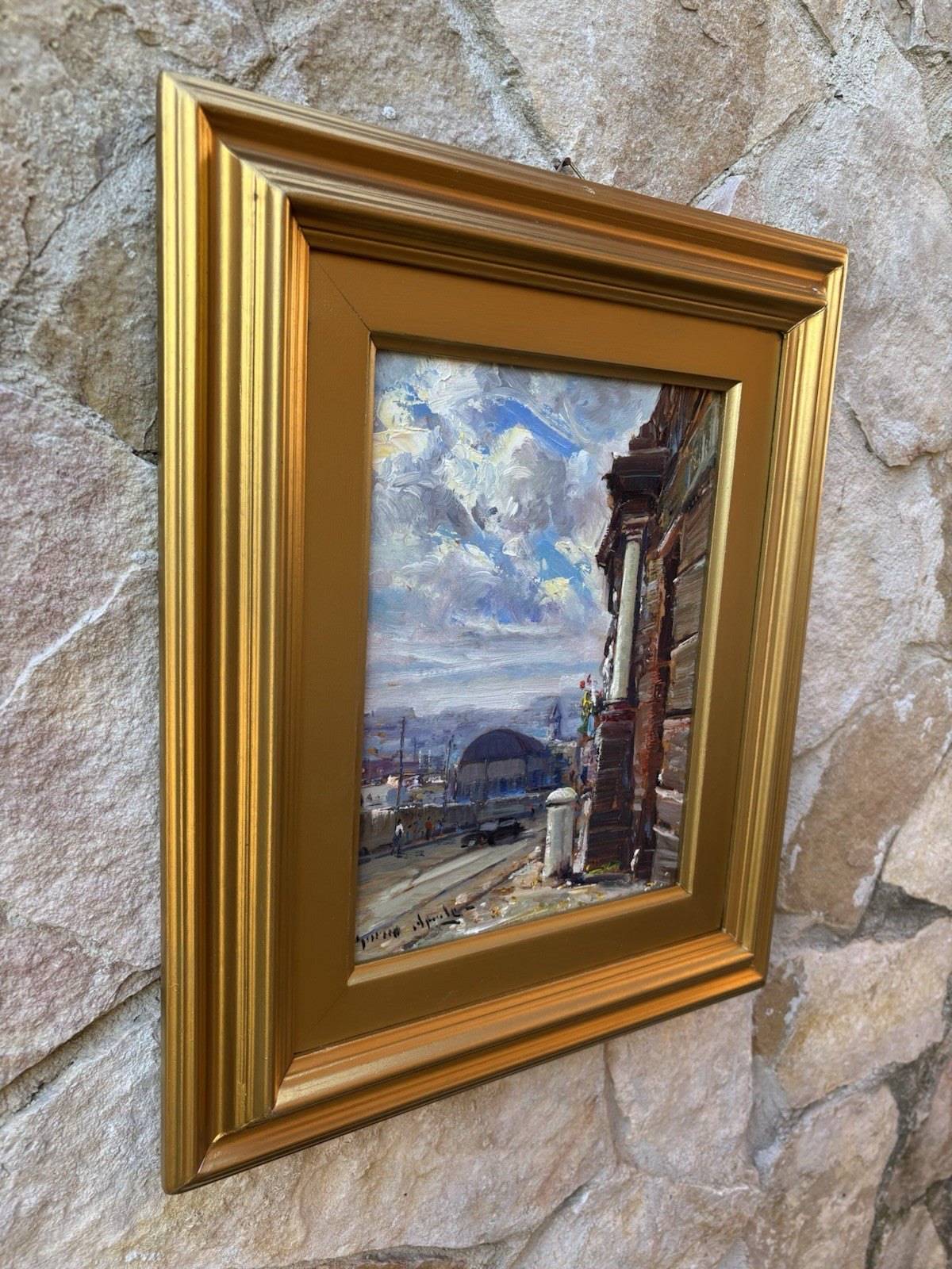 Quadro -Strada Di Città- Enrico Aprile dipinto a olio