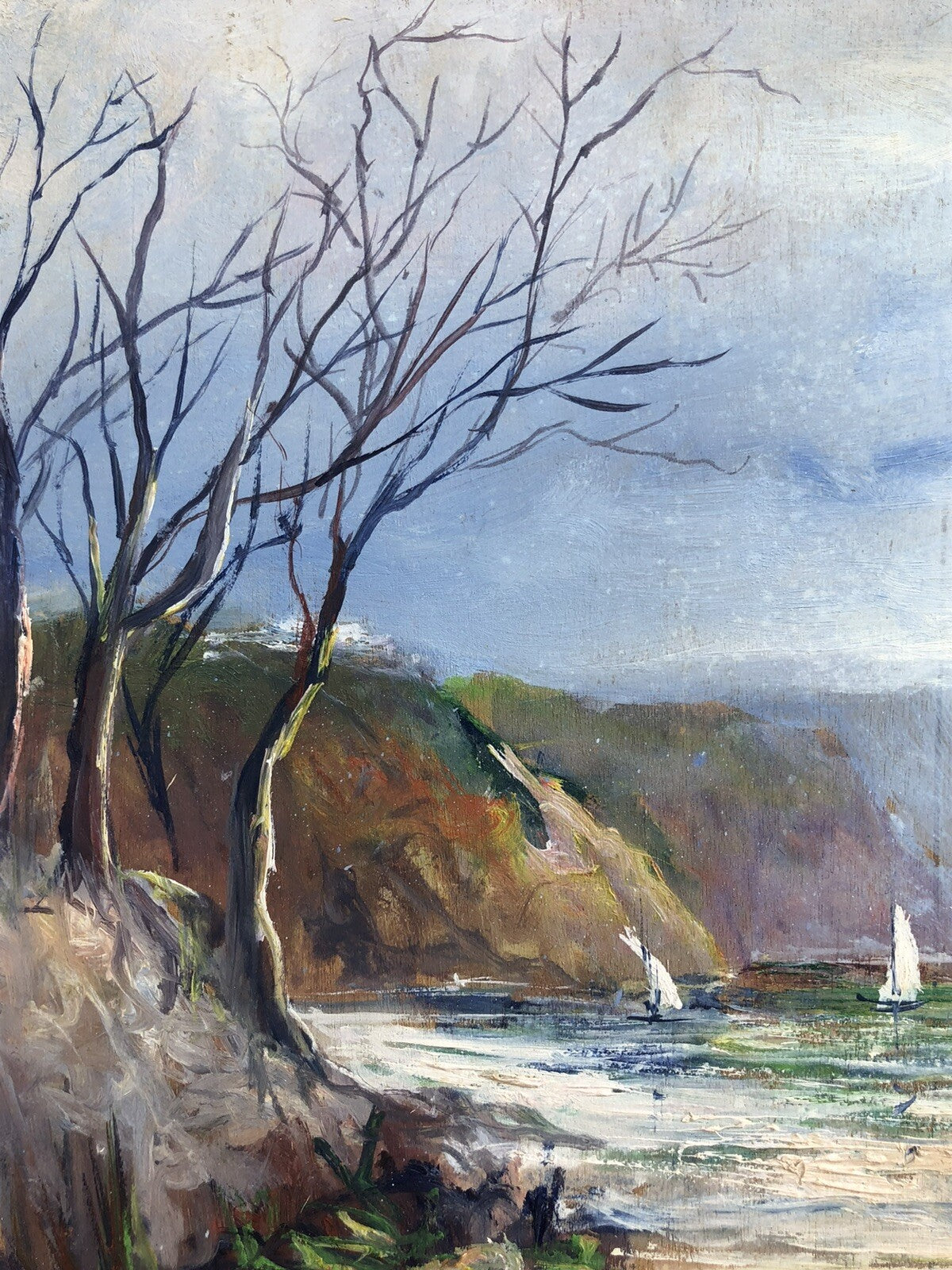 Quadro vintage -Marina, Vico Equense- dipinto a olio su tavoletta