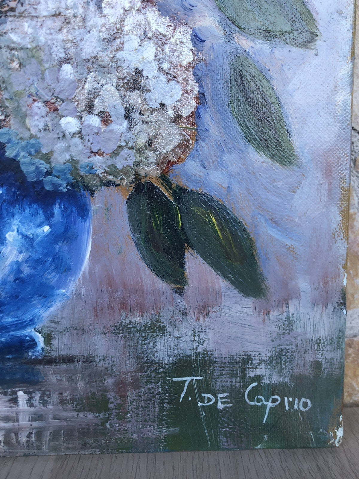 Quadro -Ortensie- dipinto a olio su tela