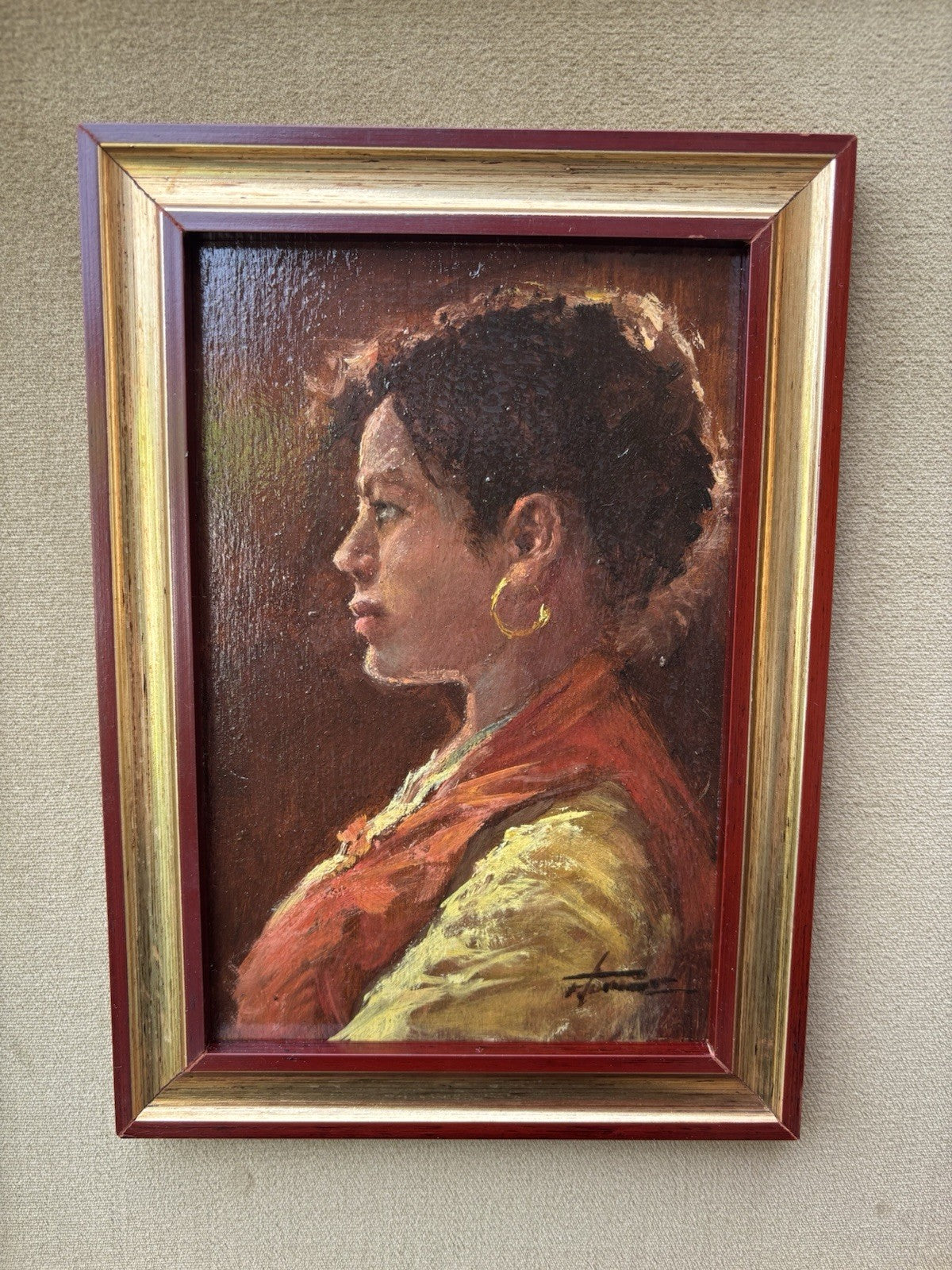 Quadro -Profilo Di Donna- Francesco Tammaro dipinto a olio su tavoletta