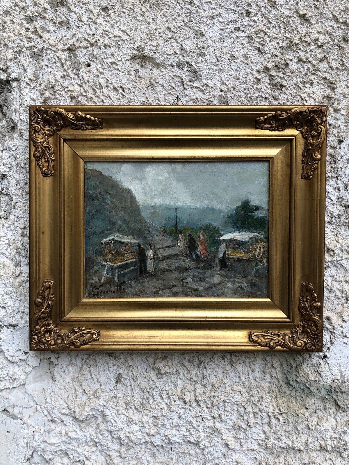 Quadro -Paesaggio Con Figure- Gaetano Bocchetti dipinto a olio su tela