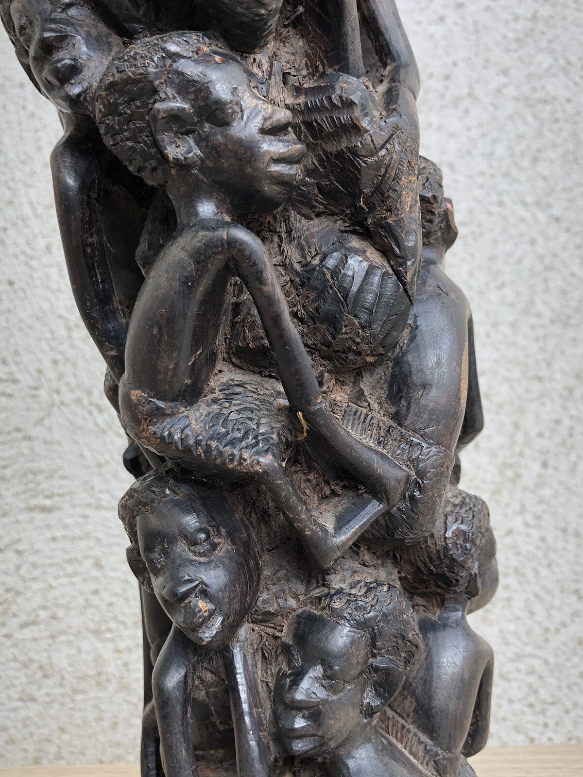 Scultura Vintage Africana Intagliata In Legno