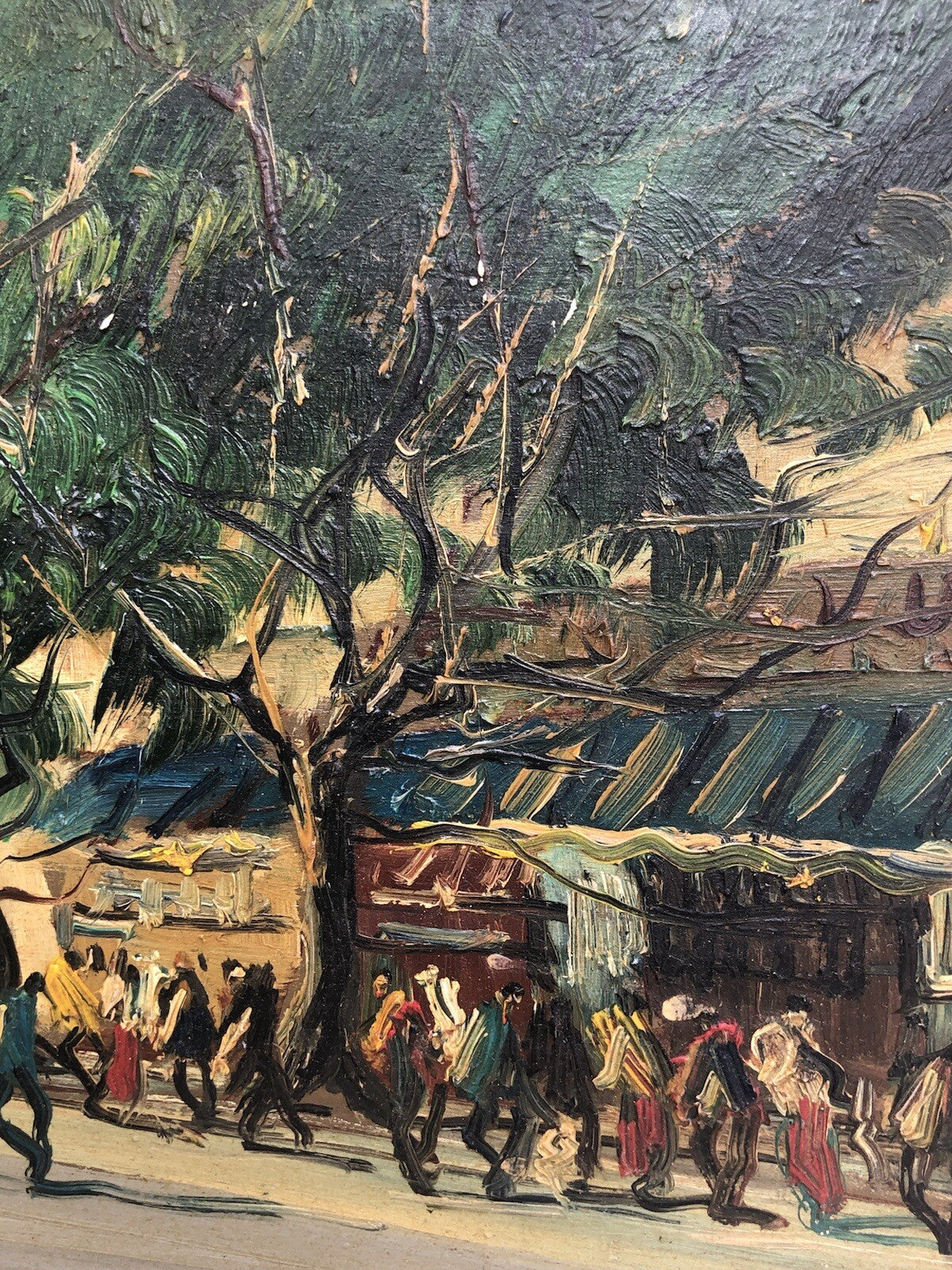 Quadro vintage -Paesaggio Con Figure- dipinto a olio