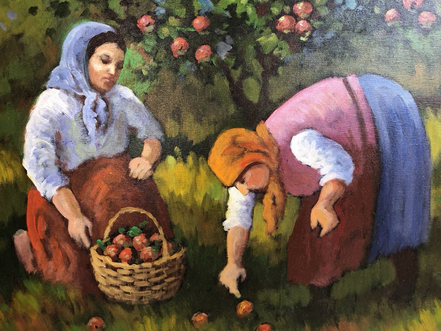 Quadro -Raccolta Della Frutta- dipinto a olio su tela