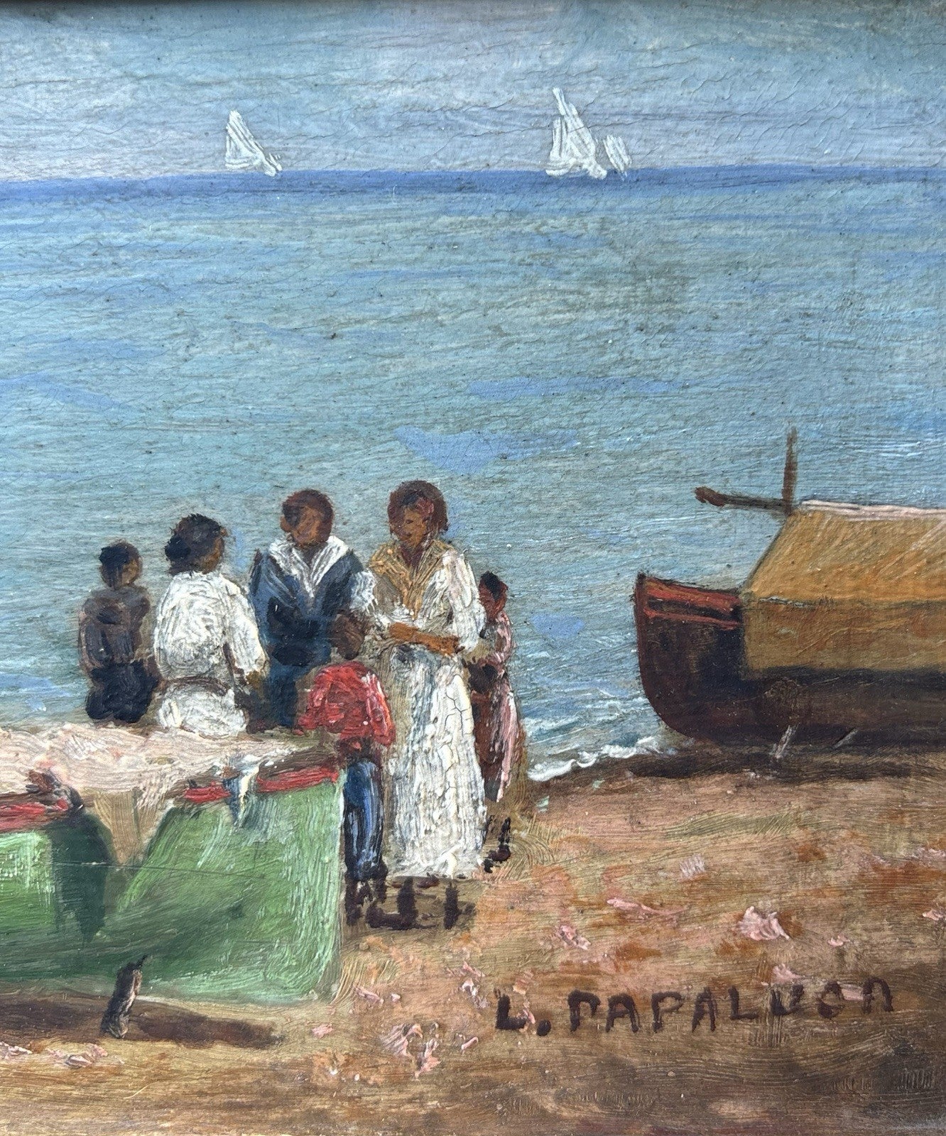 Coppia quadri miniature -Marine- Luca Papaluca- dipinti a olio su tavoletta