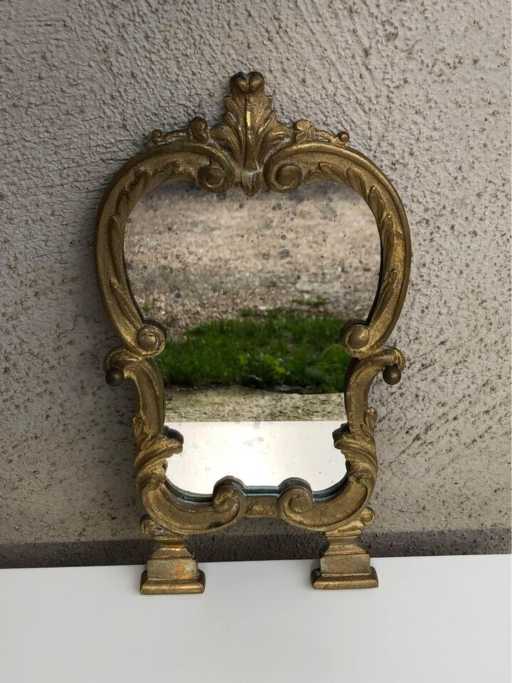 Specchio vintage in ottone dorato