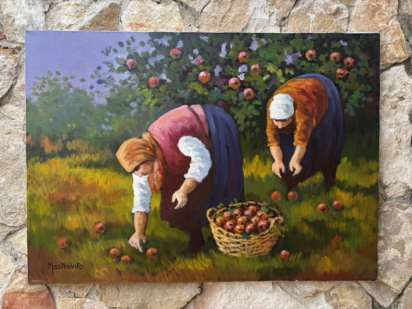 Quadro -La Raccolta- Adolfo Mastrovito dipinto a olio su tela