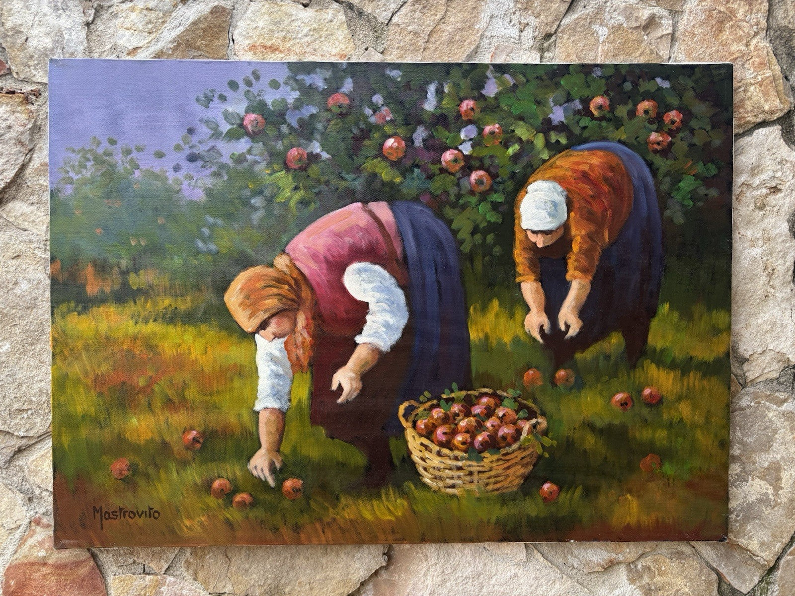 Quadro -La Raccolta- Adolfo Mastrovito dipinto a olio su tela