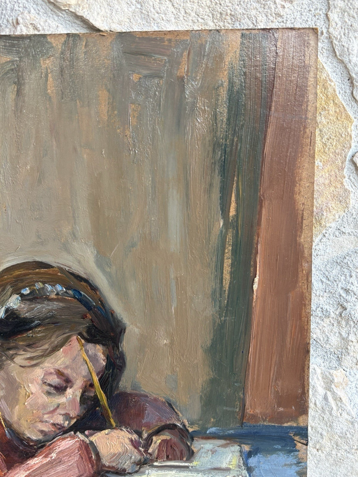 Quadro -Giovane Studente- Edmondo Di Napoli dipinto a olio