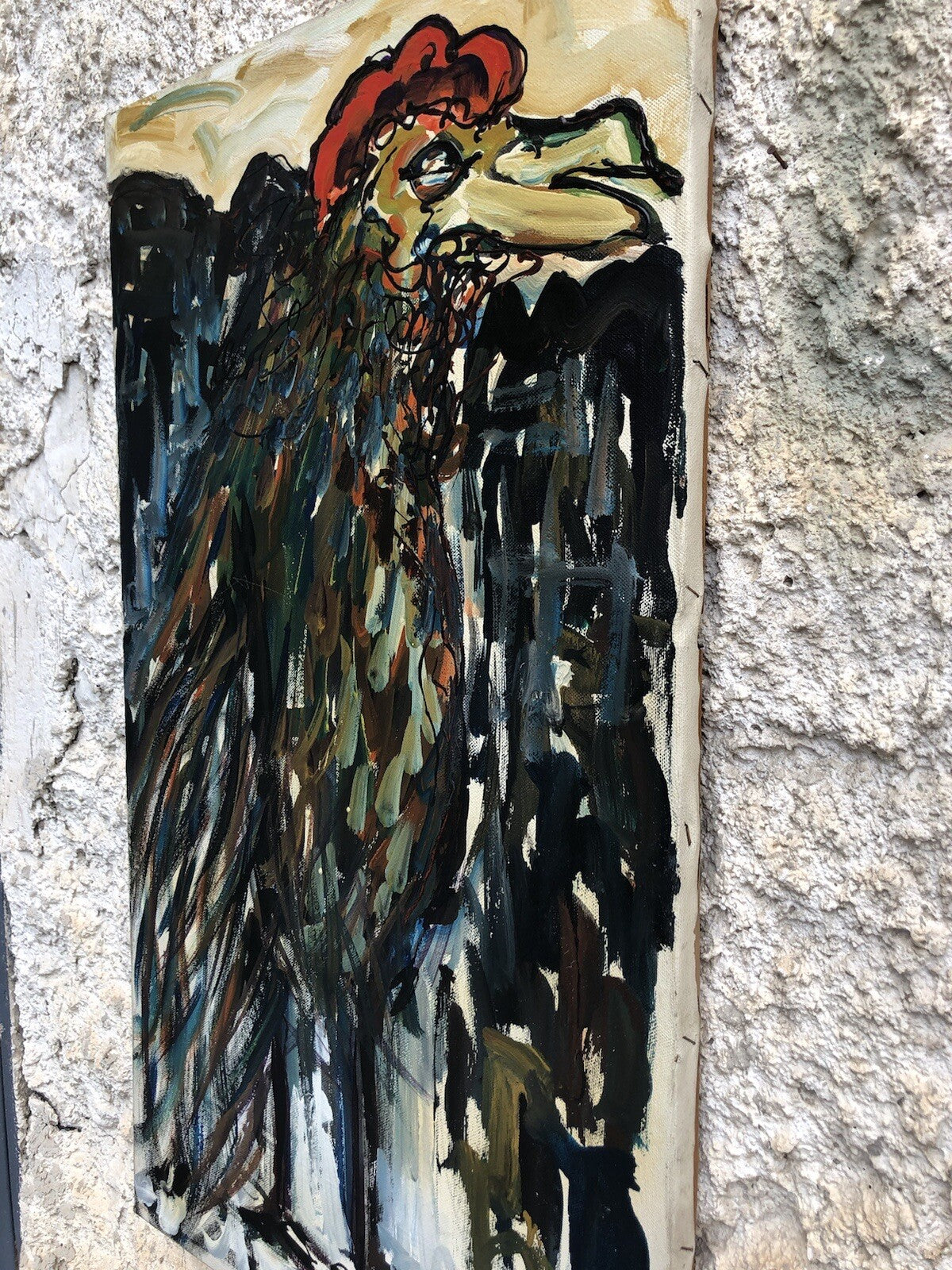 Quadro vintage -Gallo- dipinto a olio su tela