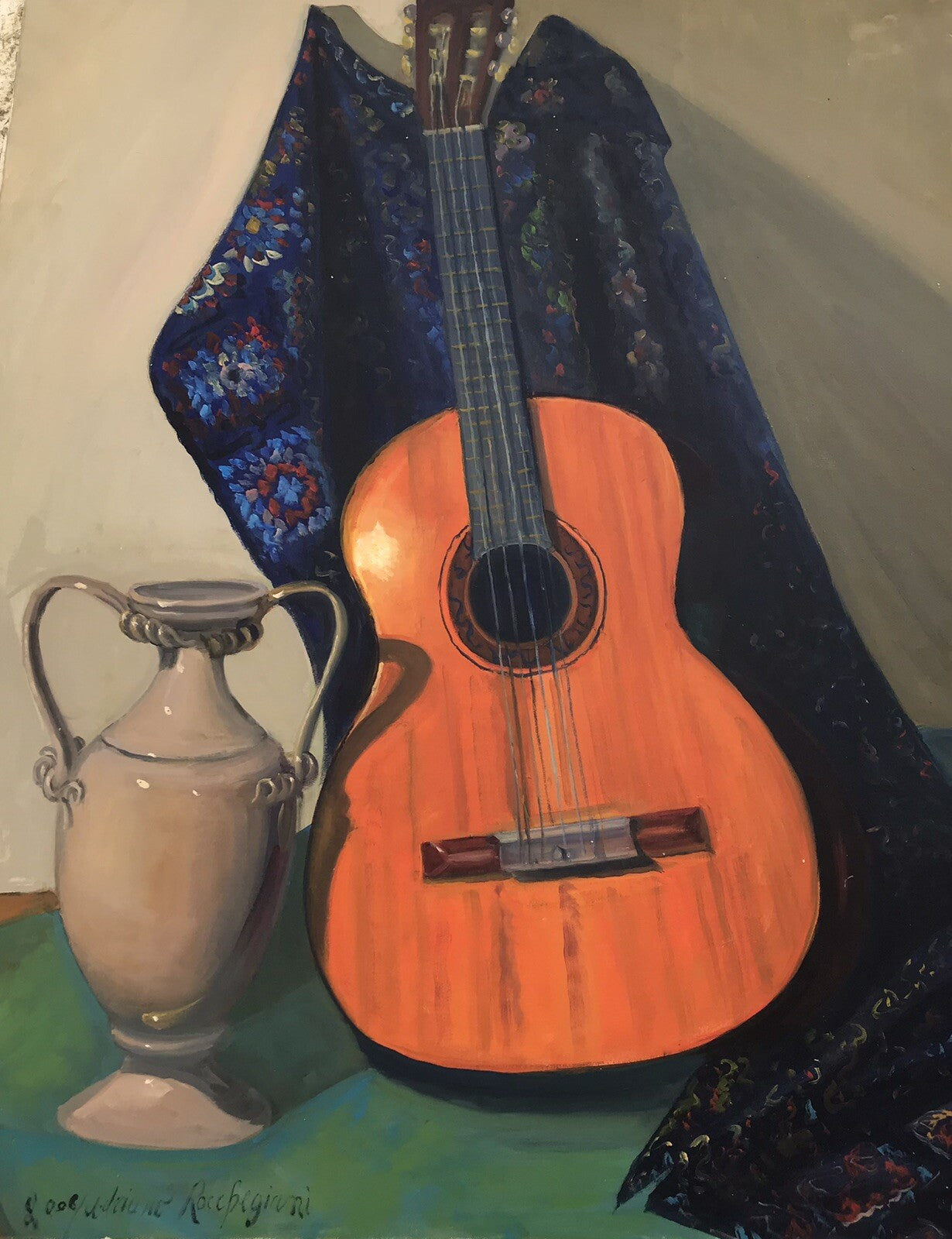 GRANDE QUADRO -CHITARRA-DIPINTO A OLIO SU TELA 80x100