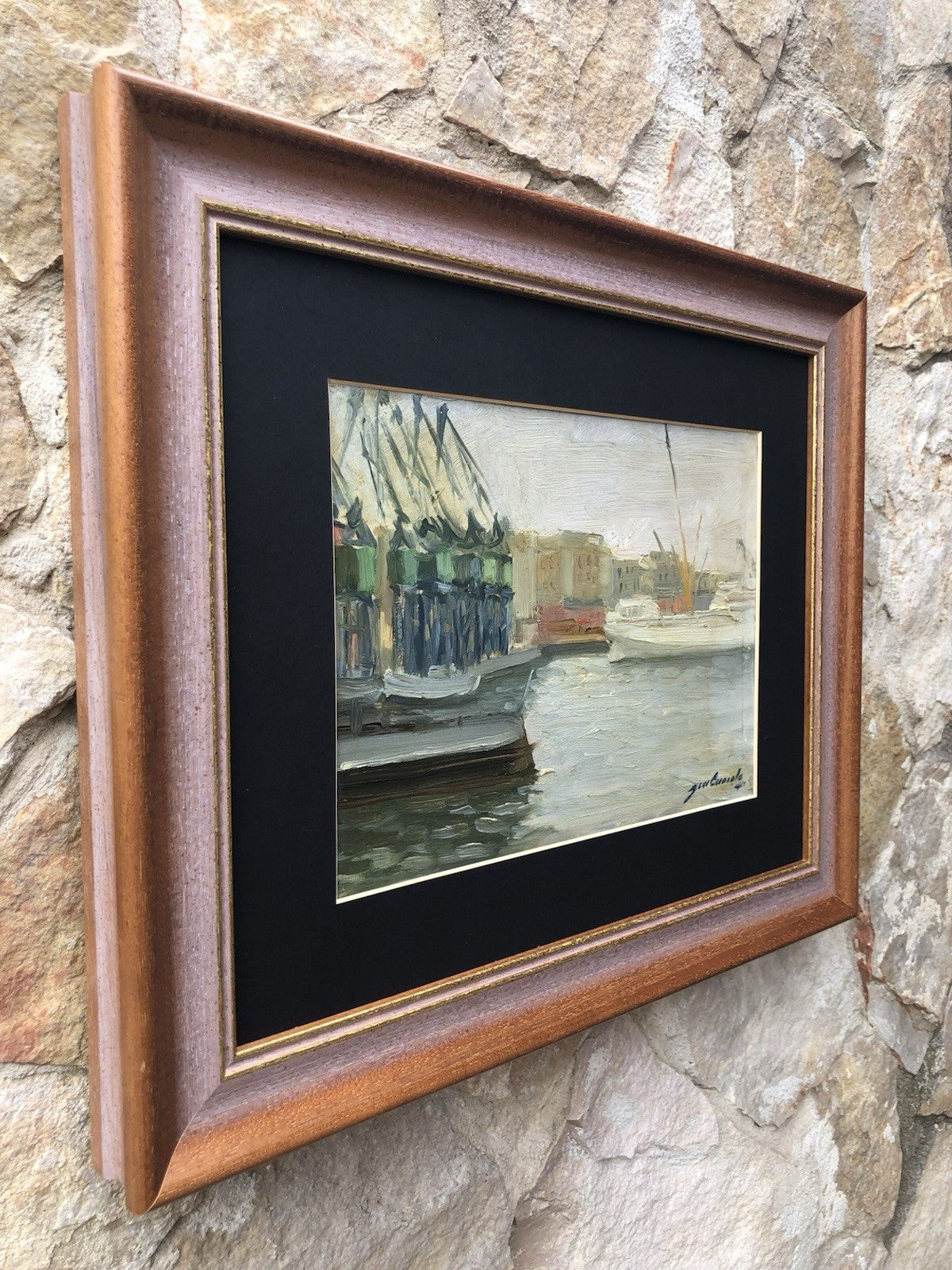 Quadro -Porto Con Barche- Gennaro Cuocolo dipinto a olio