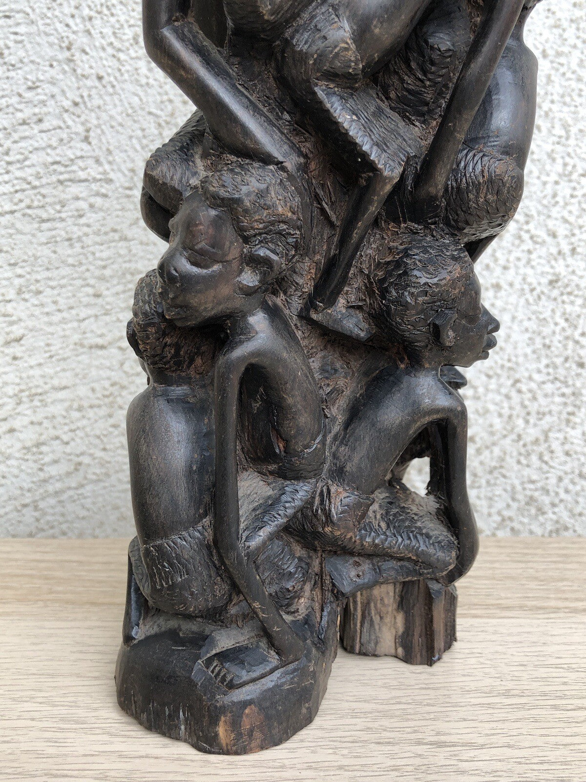 Scultura Vintage Africana Intagliata In Legno