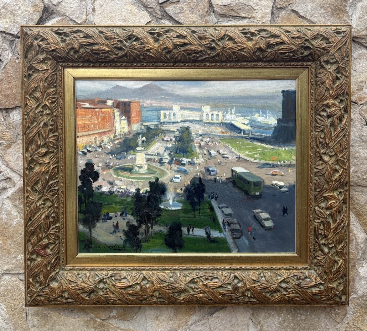 Quadro -Napoli Piazza Municipio- Enrico Aprile- dipinto a olio