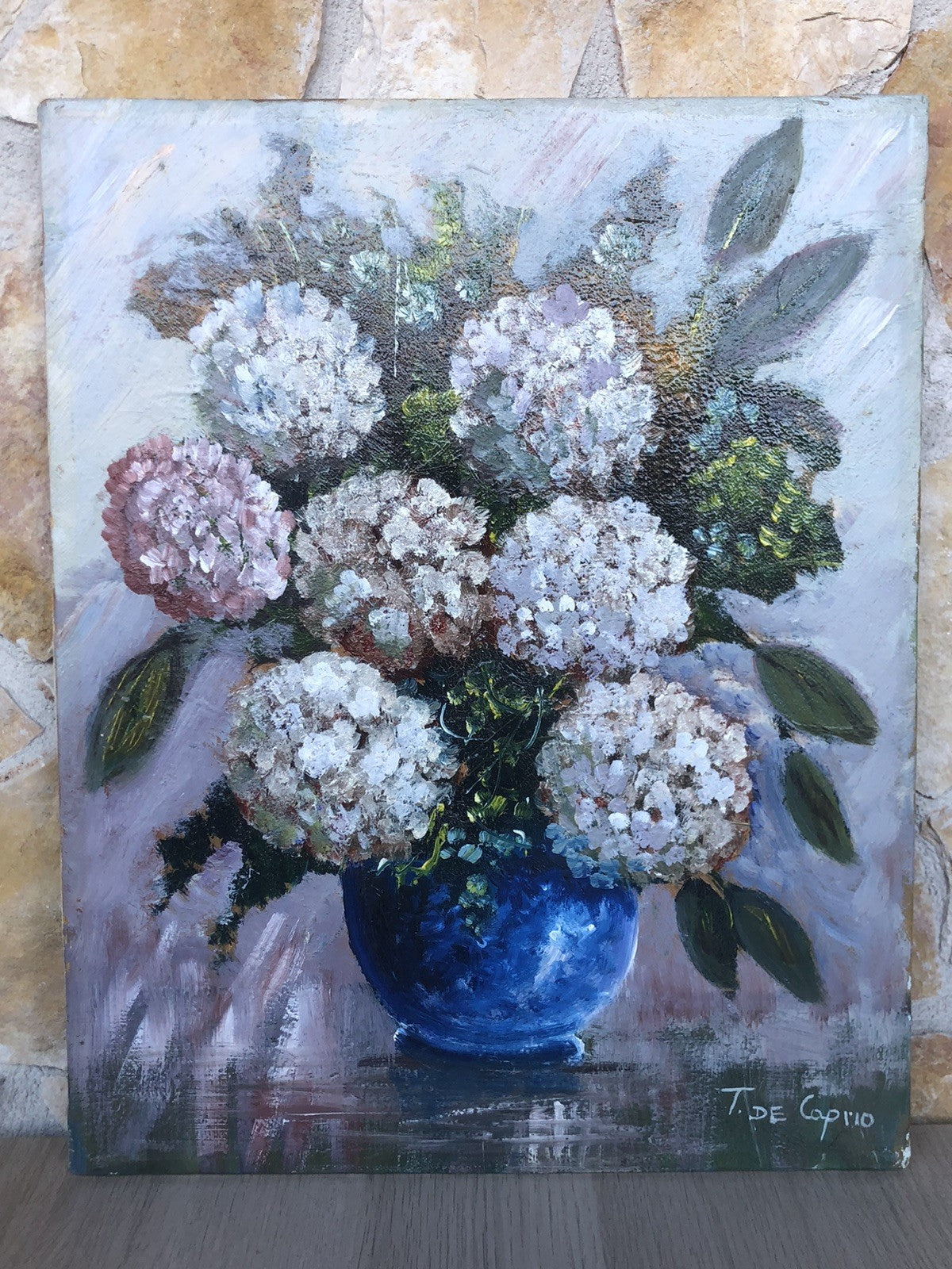 Quadro -Ortensie- dipinto a olio su tela