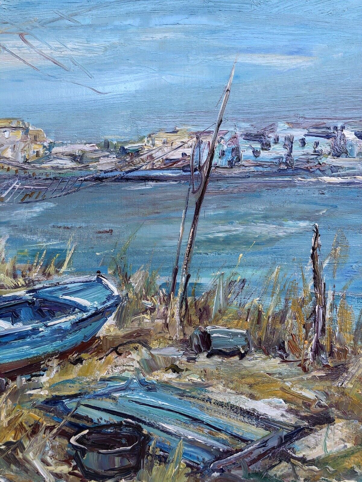 Quadro vintage -Barca A Riposo- dipinto a olio su tela