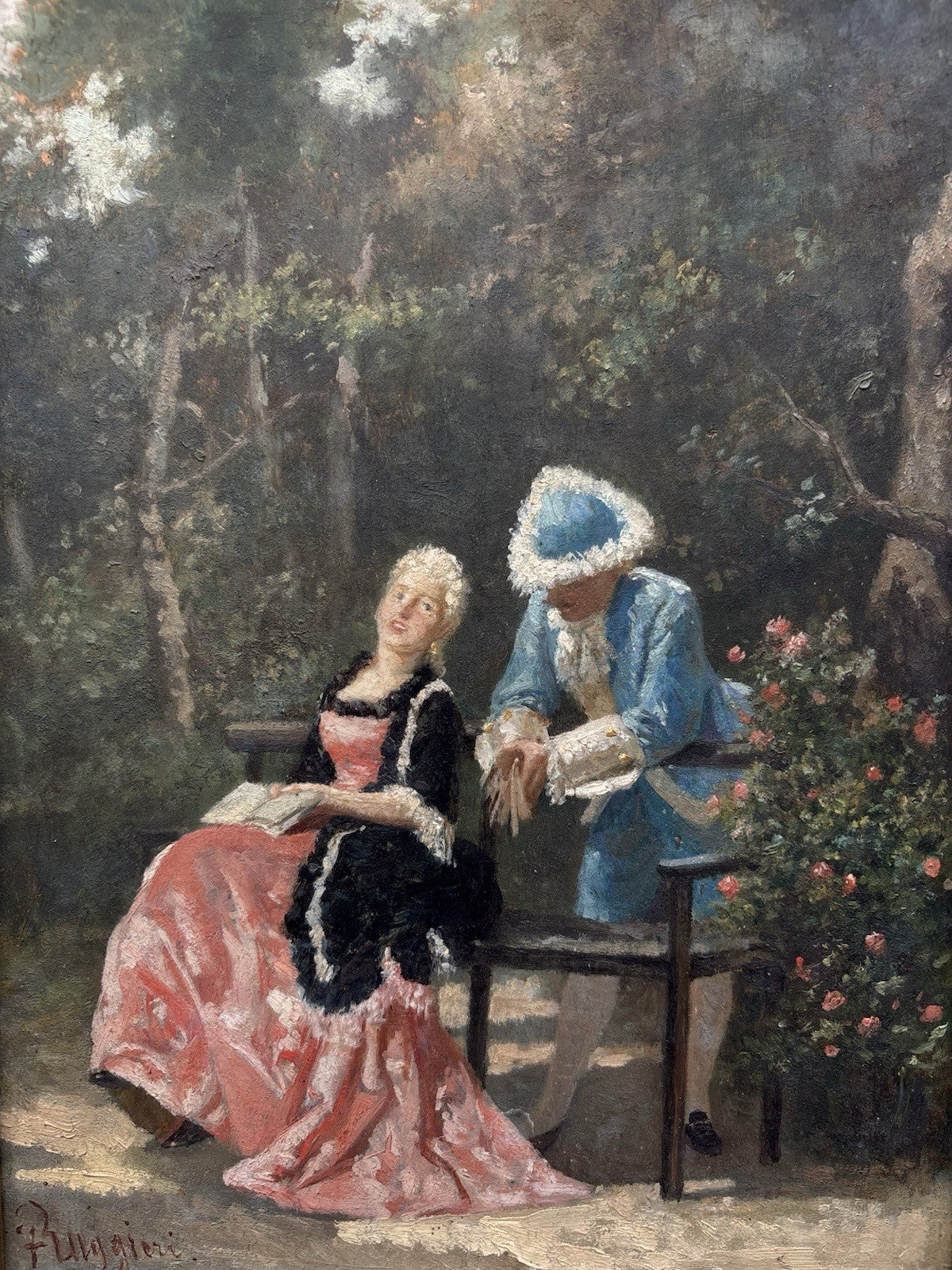 Quadro antico -Figure Di Nobili- Ferdinando Ruggieri- dipinto a olio su tavola