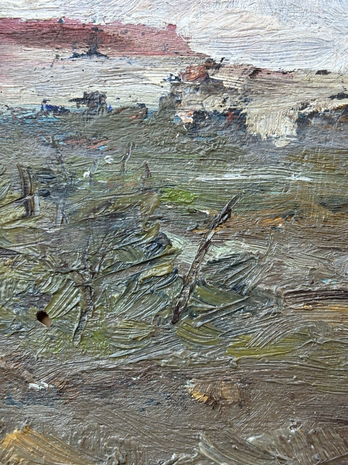 Quadro antico -Paesaggio- Ermete Liguori dipinto a olio su tavoletta