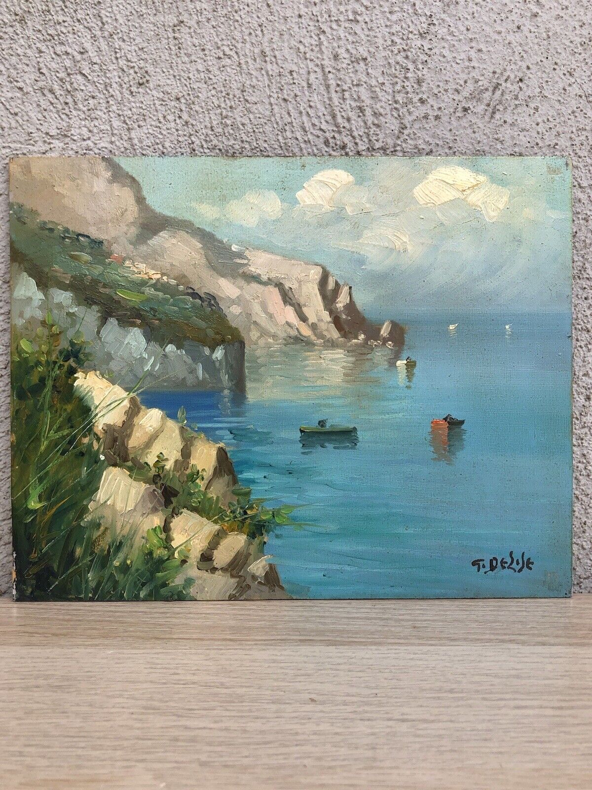 Quadro vintage -Costa Calabra- dipinto a olio su tavoletta