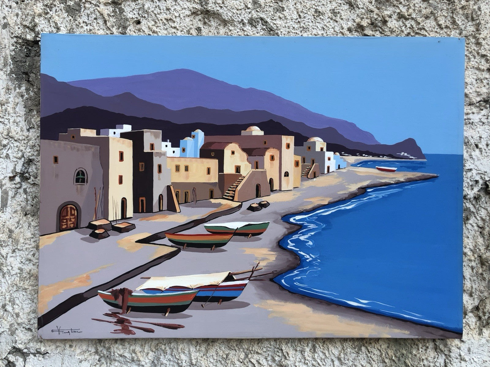 Quadro -Case Mediterranee- Vincenzo Pugliese dipinto a olio su tela