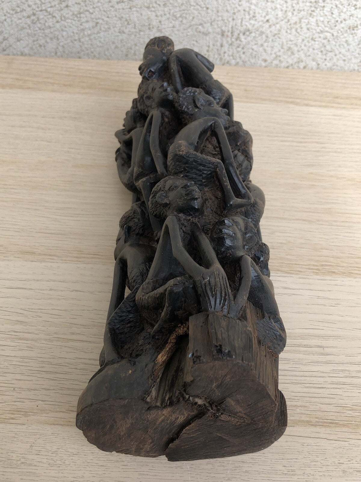 Scultura Vintage Africana Intagliata In Legno