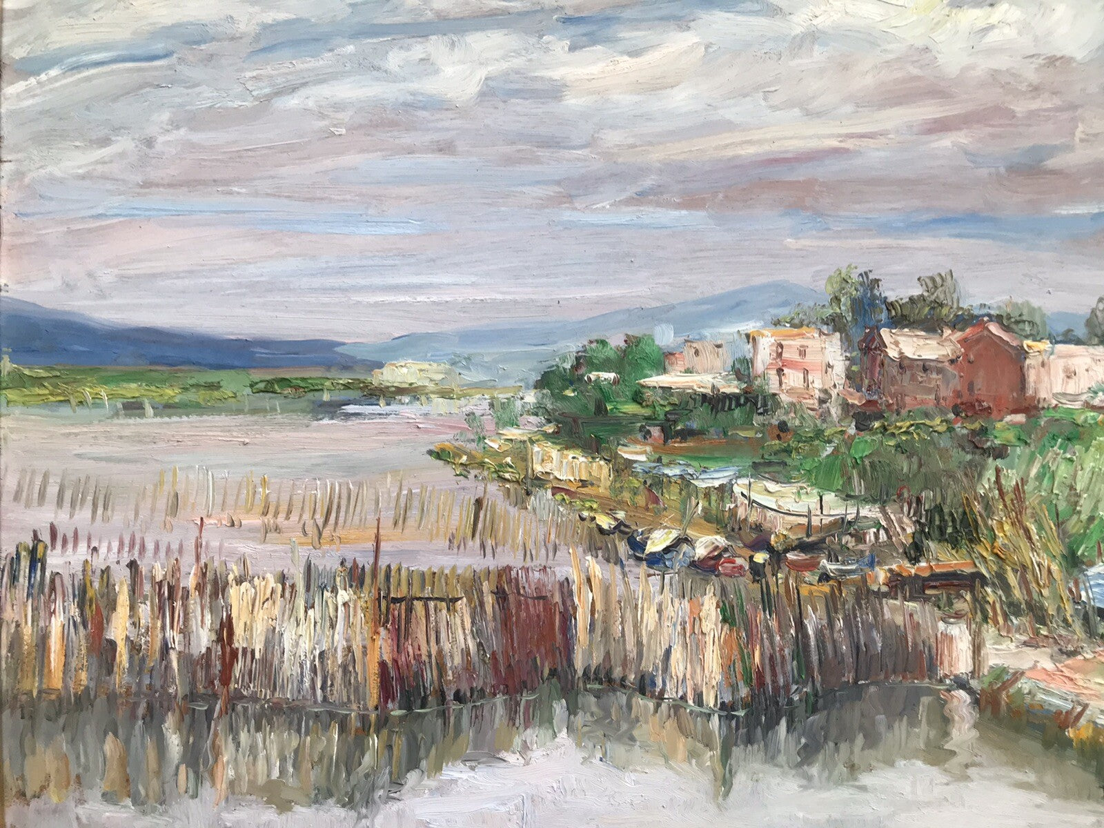 Quadro vintage -Lago Patria- dipinto a olio