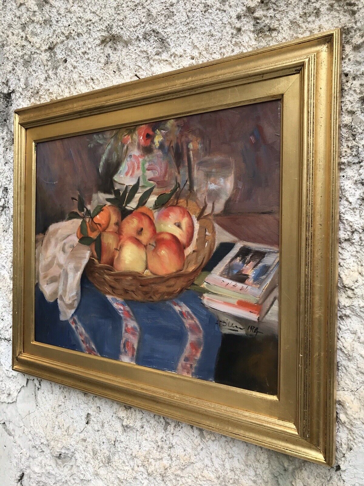 Quadro vintage -Natura Morta-dipinto a olio su tavoletta