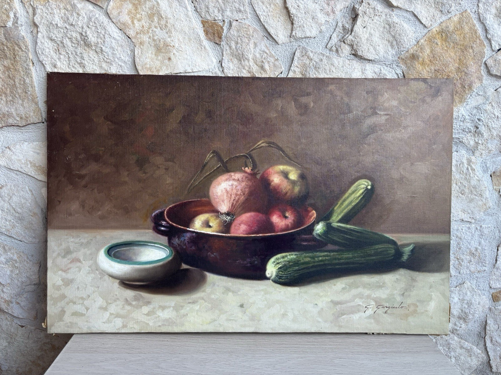 Quadro -Natura Morta- Giuseppe Gargiulo dipinto a olio su tela