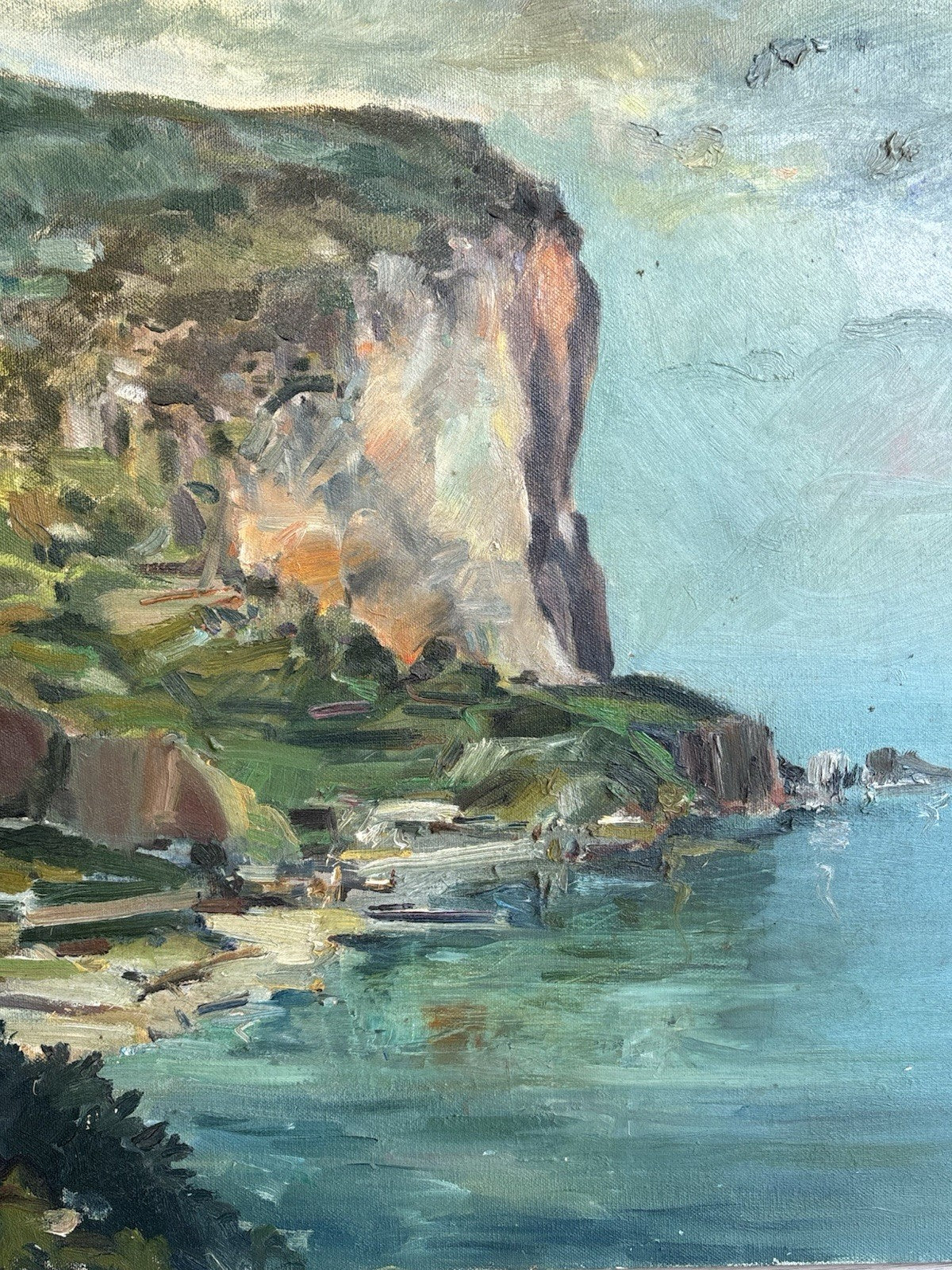 Quadro -Scogliera Con Marina- dipinto a olio su tela