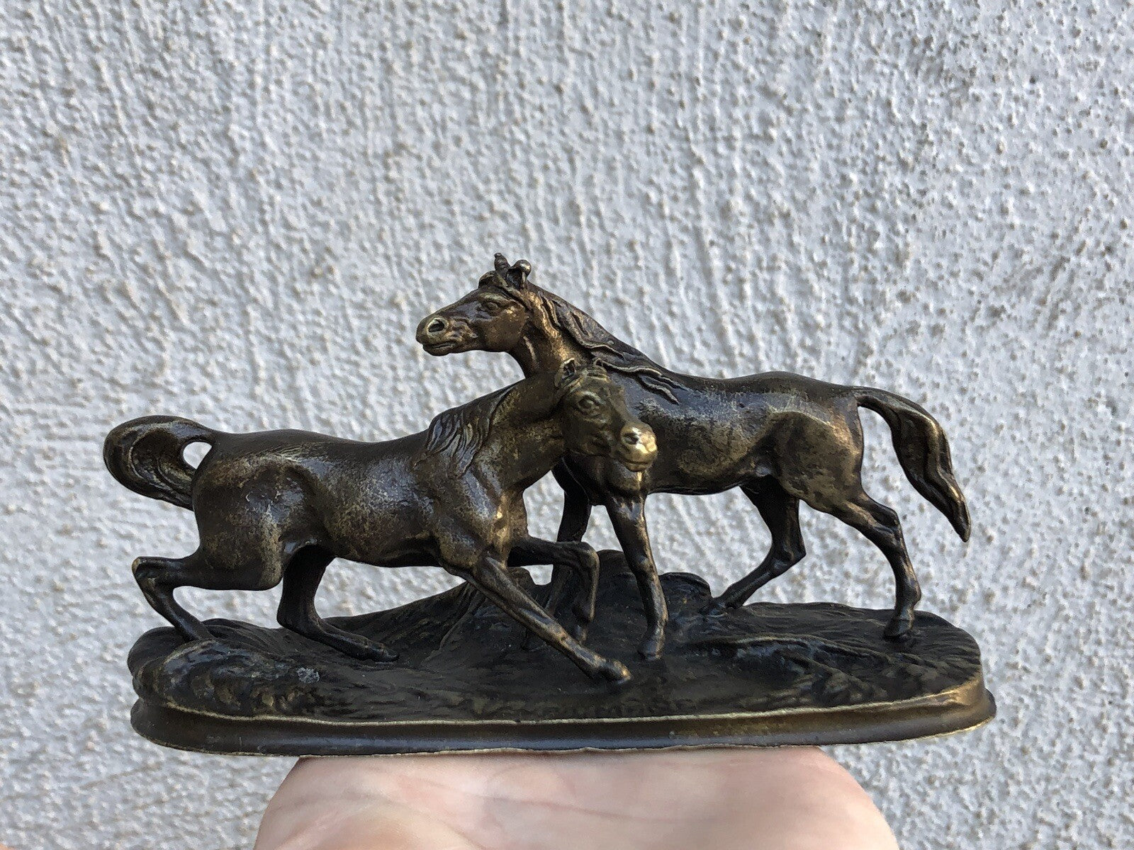 Scultura Vintage Francese -Cavalli- In Bronzo P.J.Méne