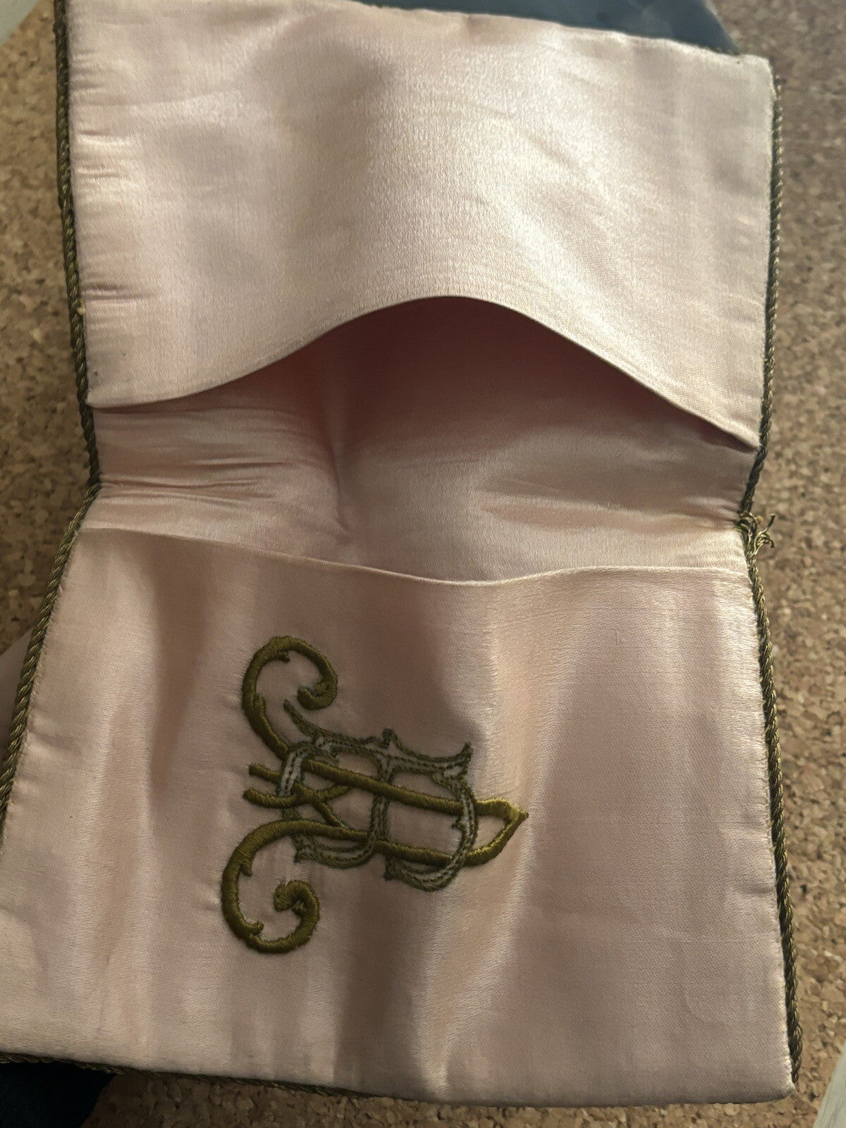 Porta Documenti, Portacarte Ricamato Vintage Con Iniziali