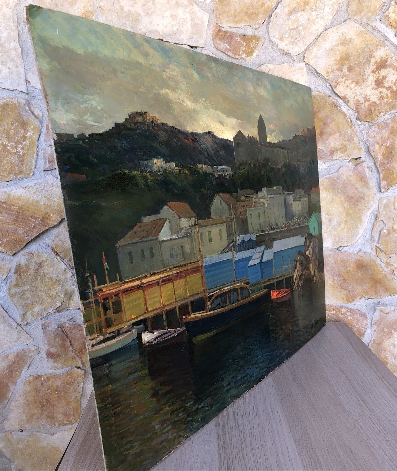 Quadro -Porto Con Barche- Edoardo Pizzirani dipinto a olio