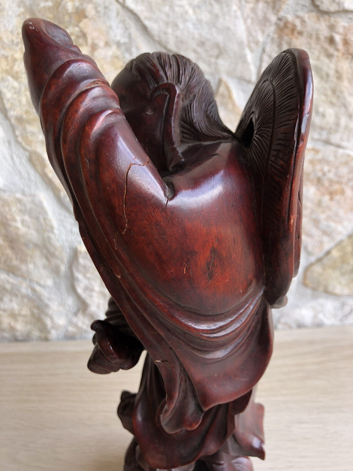 Scultura Cinese Vintage In Legno