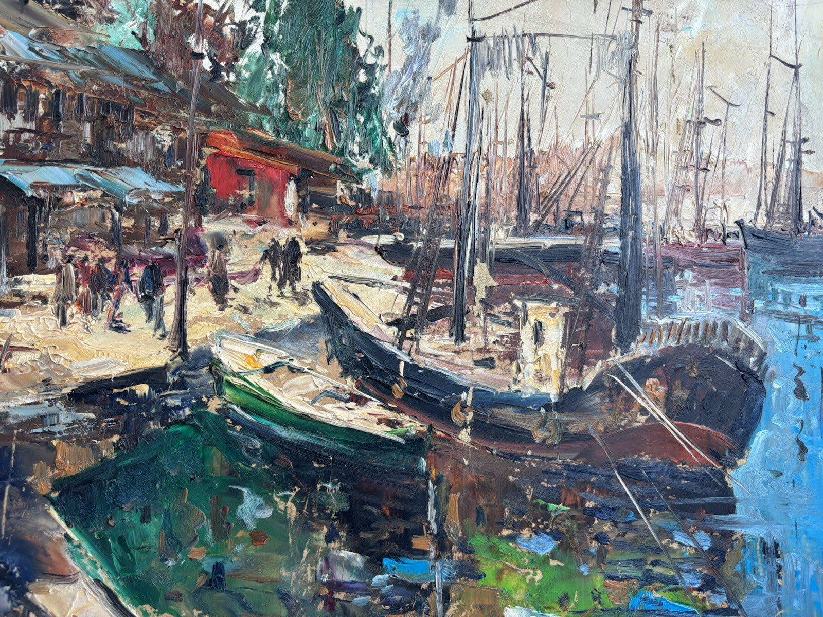 Quadro -Barche Al Porto- Luigi Cerqua dipinto a olio