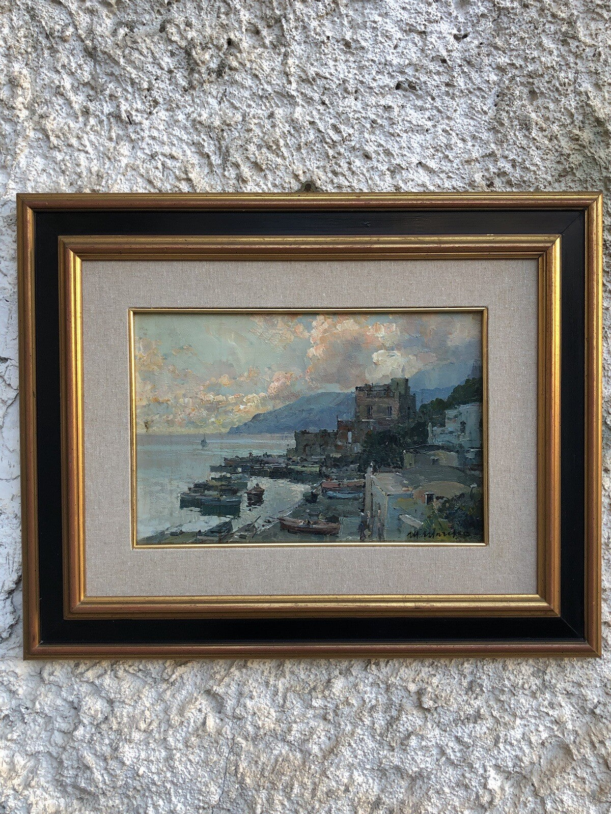 Quadro vintage -Marina- dipinto a olio su tavoletta