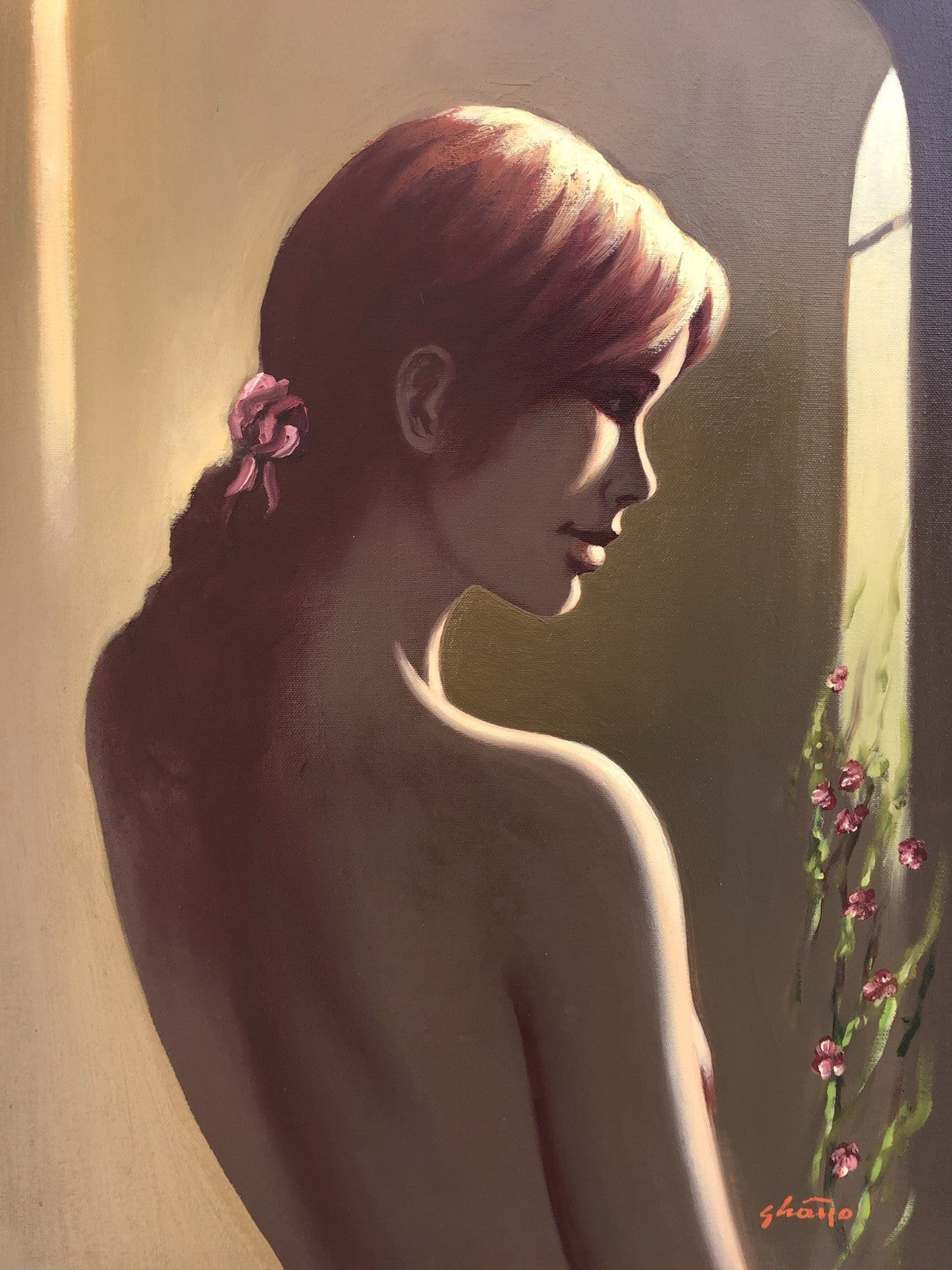 Quadro -Profilo Di Donna- dipinto a olio su tela
