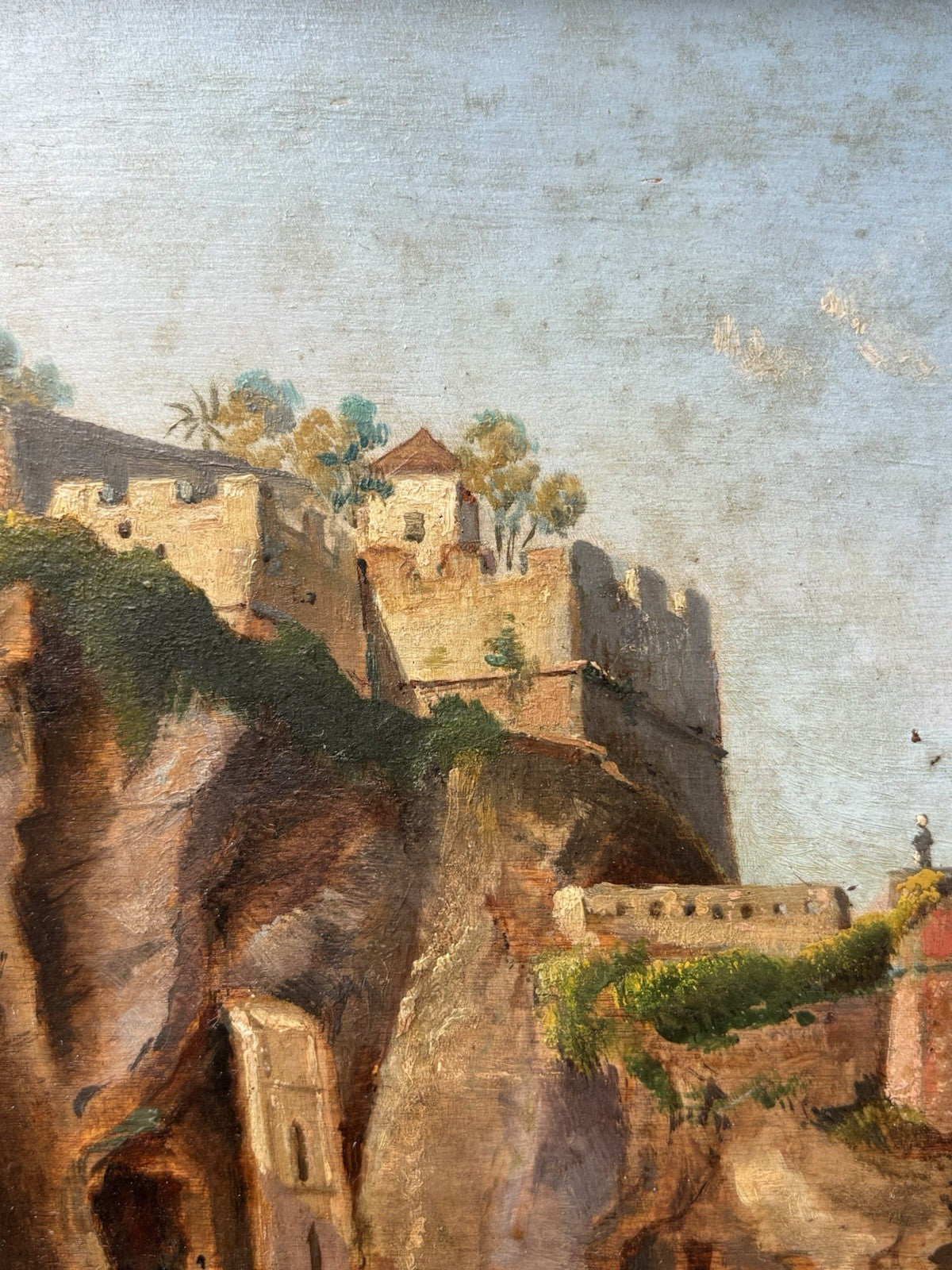 Quadro antico - Paesaggio Con Marina- dipinto a olio su tavola