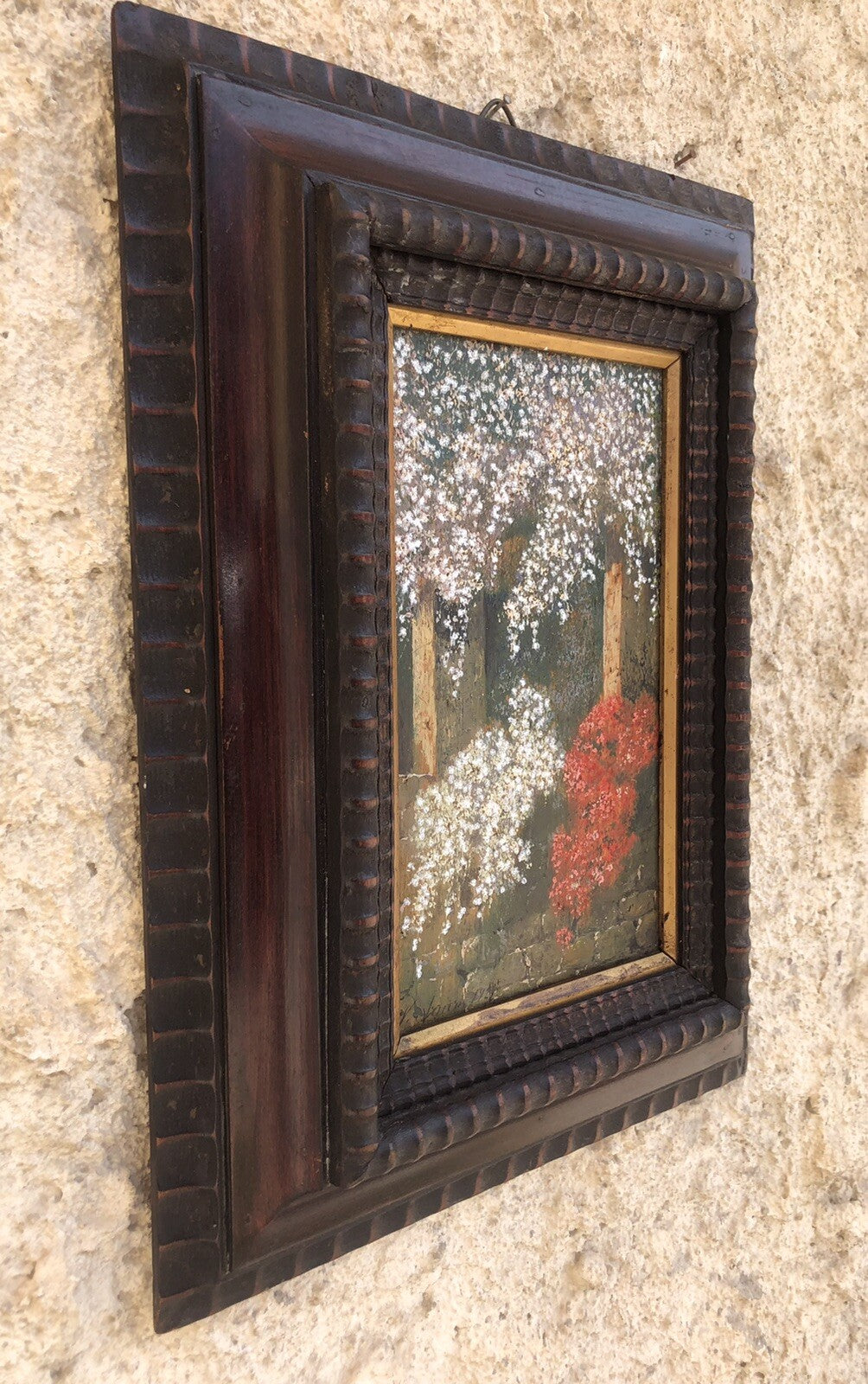 Quadro antico -Pergolato-dipinto a olio su tavola